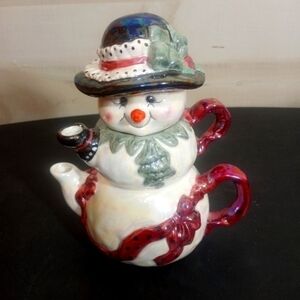 Ganz Bella Casa Ceramic Teapot Set Mrs. Snowwomen